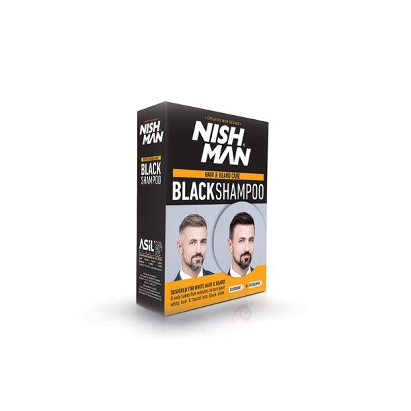 Sampon colorant pentru par si barba negru NISH MAN Sampon colorant pentru par si barba negru NISH MAN
