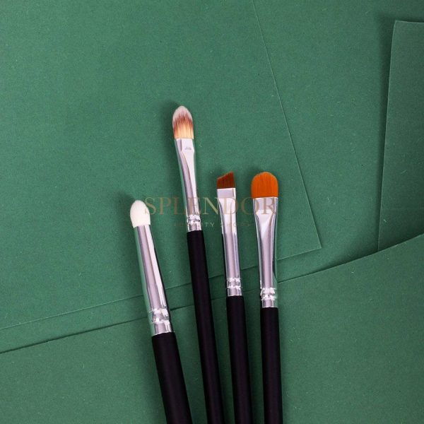 Set 4 pensule profesionale Splendor pentru ochi si sprancene par sintetic + borseta