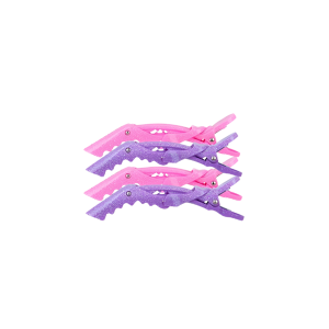 Clips tip crocodil cauciucat Framar Rubberized Jaw Clip pink purple 4 buc