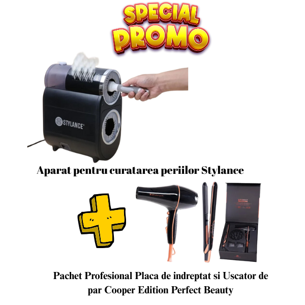Set Promo Aparat de curatare perii Stylance + Pachet Profesional Placa de indreptat si Uscator de par Cooper Edition Perfect Beauty Set Promo Aparat de curatare perii Stylance + Pachet Profesional Placa de indreptat si Uscator de par Cooper Edition Perfect Beauty