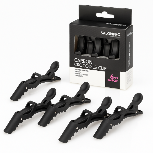 Clipsuri de par din carbon tip crocodil set 6 buc - rezistente la caldura