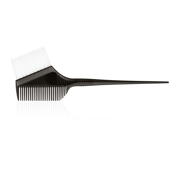 Pensulă profesională de vopsit plată cu pieptene – peri ultra-soft din nylon alb